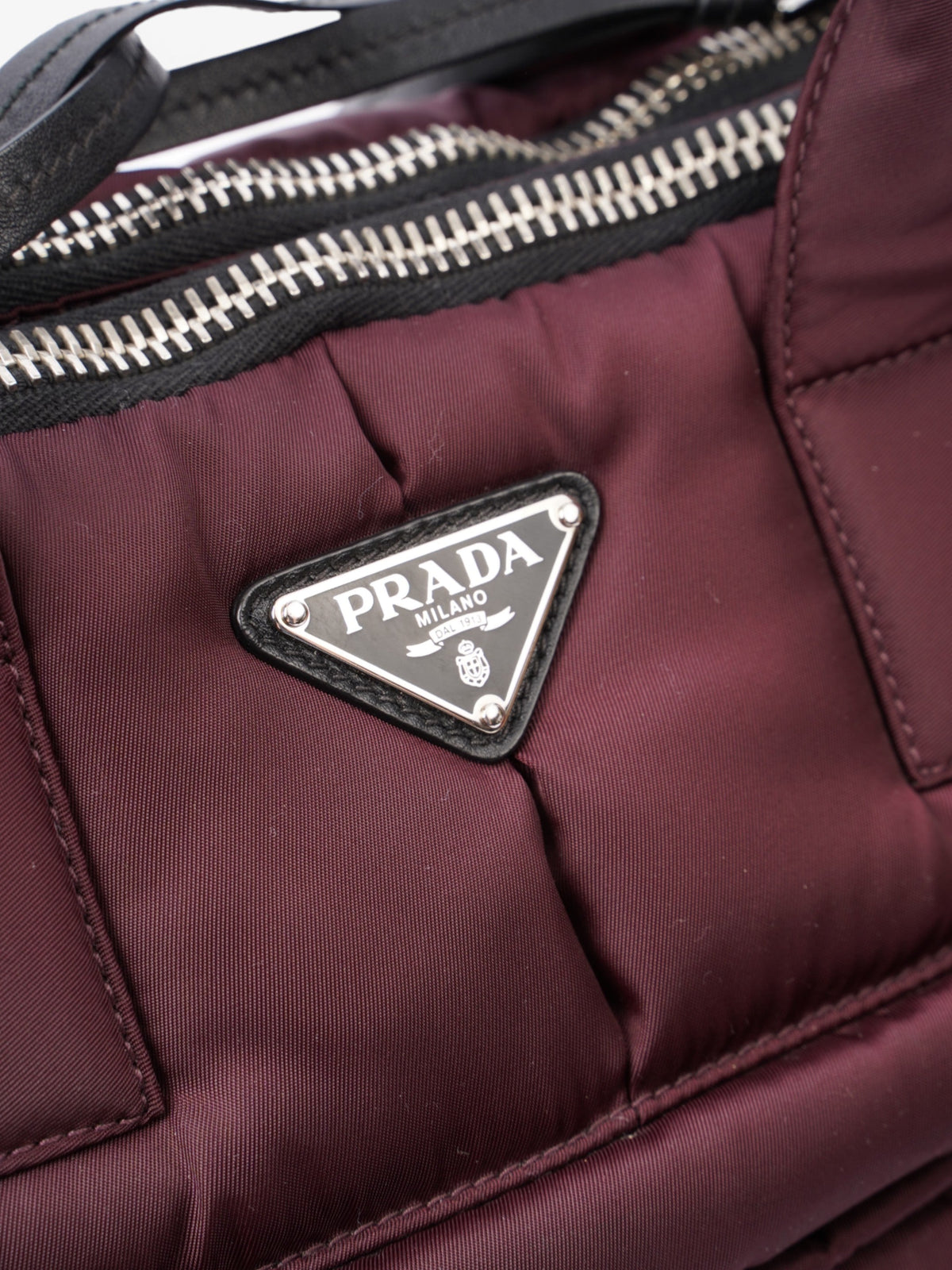Prada Puffer Tote Burgundy Re Nylon