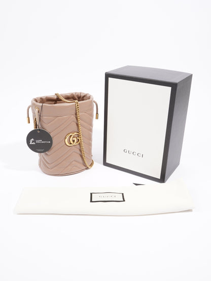 Gucci GG Marmont Bucket Bag Dusty Pink Matelasse Leather Mini