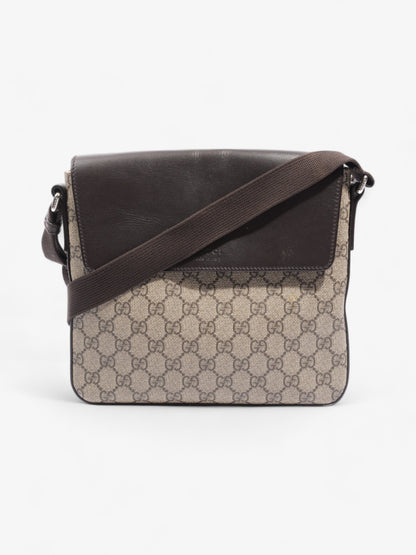 Gucci Classic Flap  Beige And Ebony GG Supreme / Brown Coated Canvas