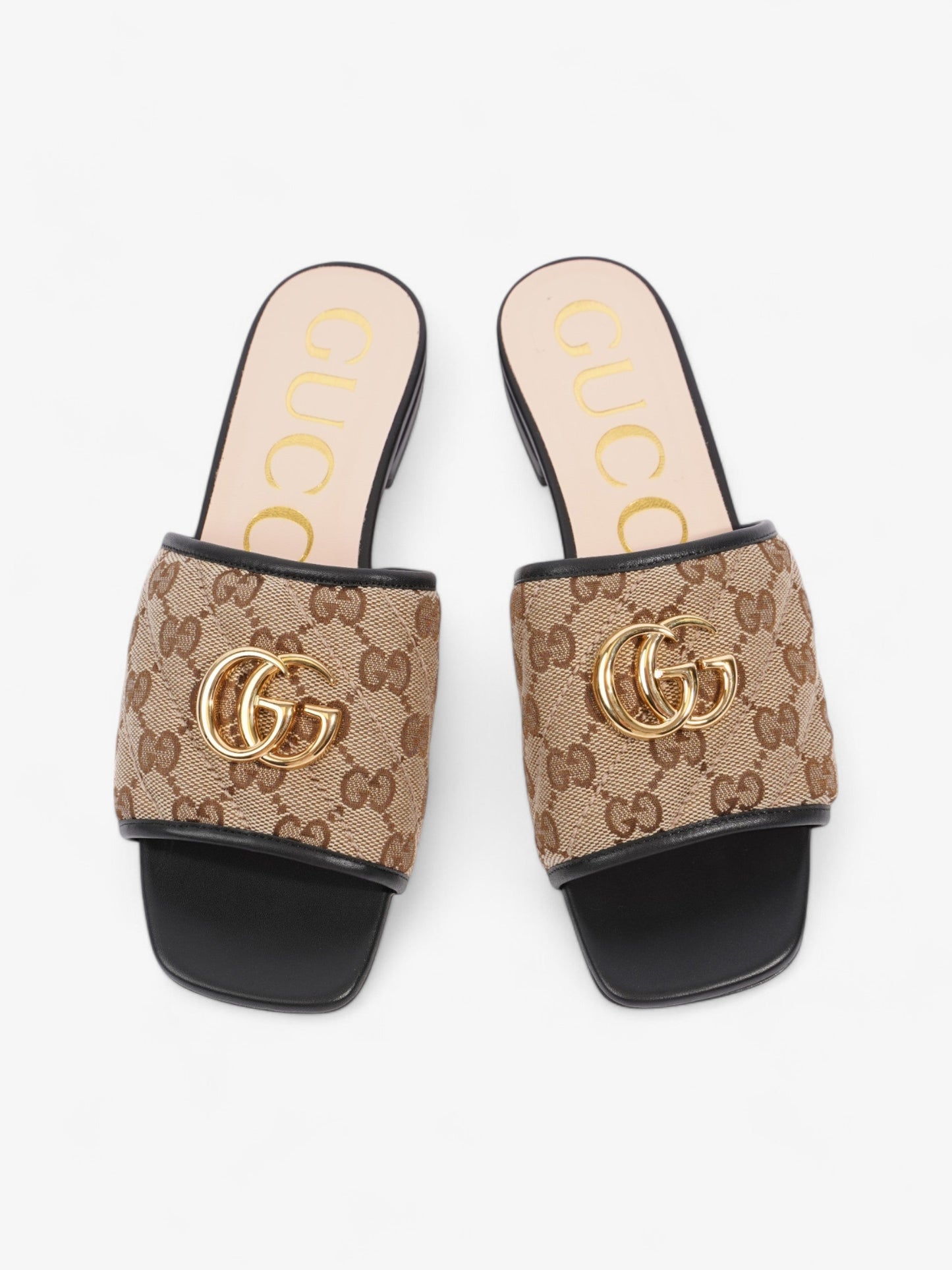 Gucci GG Sandals Beige  / Brown / Black Canvas EU 36 UK 3