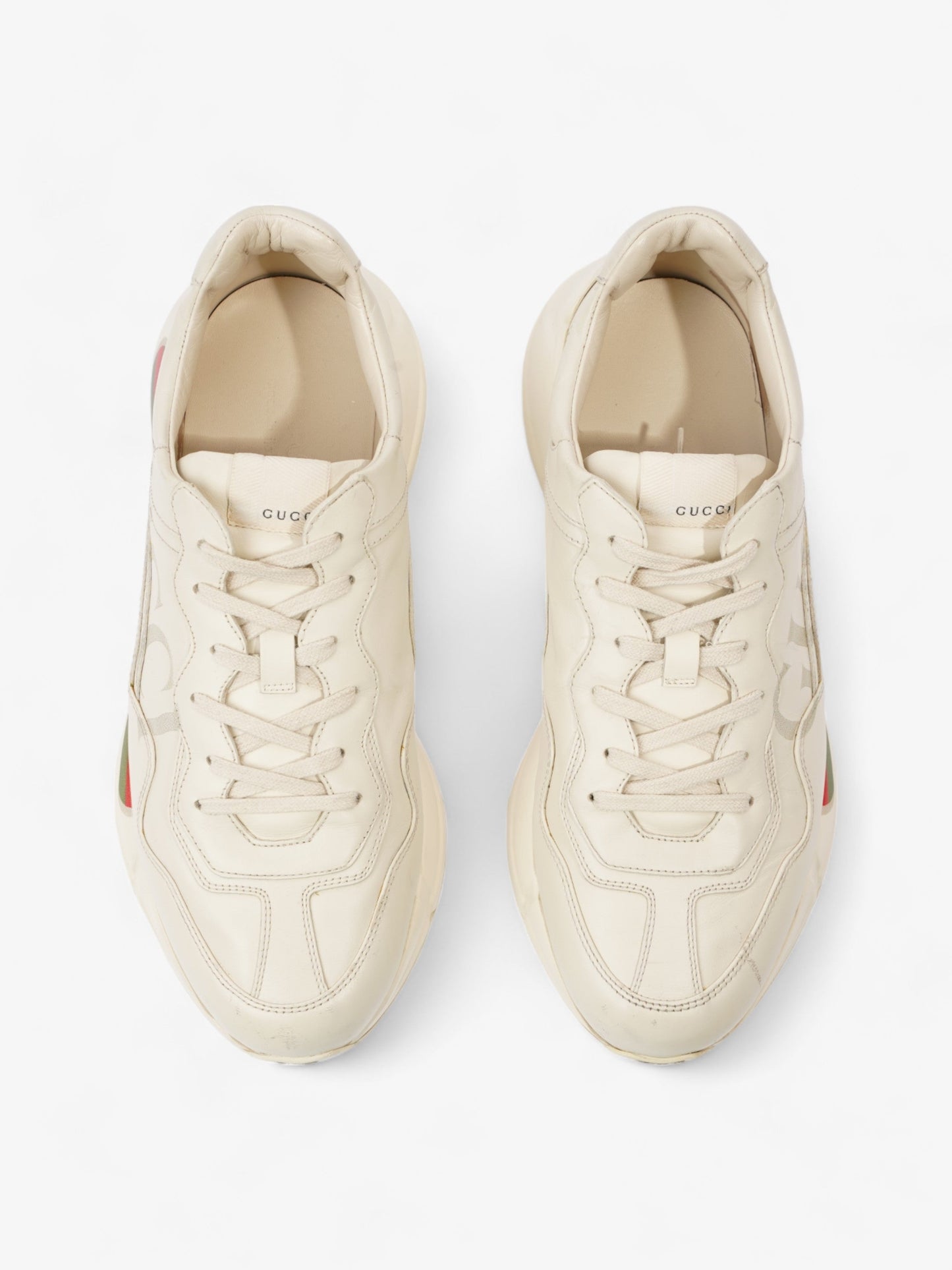 Gucci Rhyton Logo Ivory / Vintage Stripe Leather EU 45 UK 11