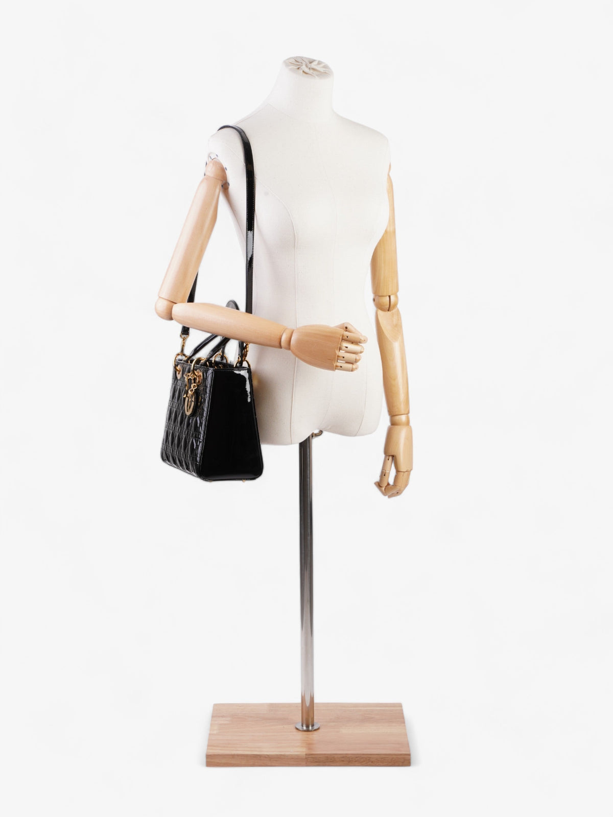 Lady Dior Black Patent Leather Medium