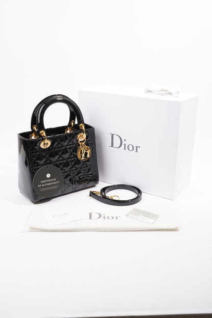 Lady Dior Black Patent Leather Medium