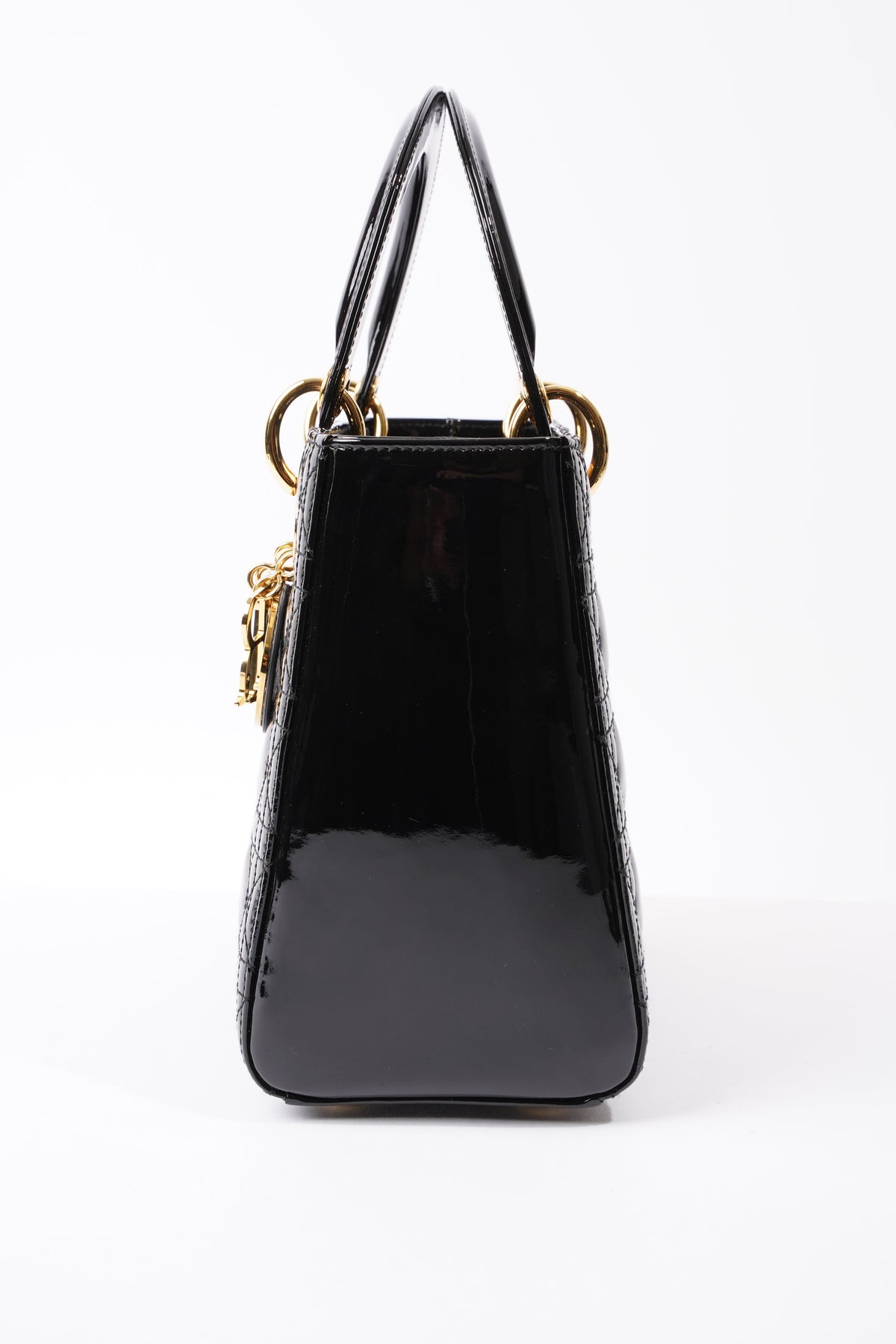 Lady Dior Black Patent Leather Medium