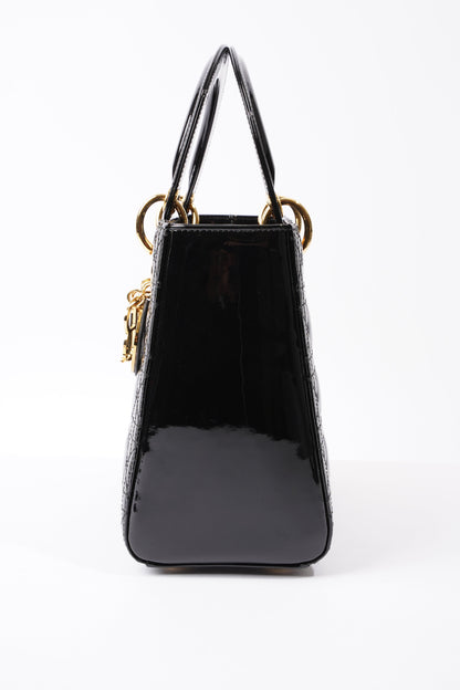 Lady Dior Black Patent Leather Medium