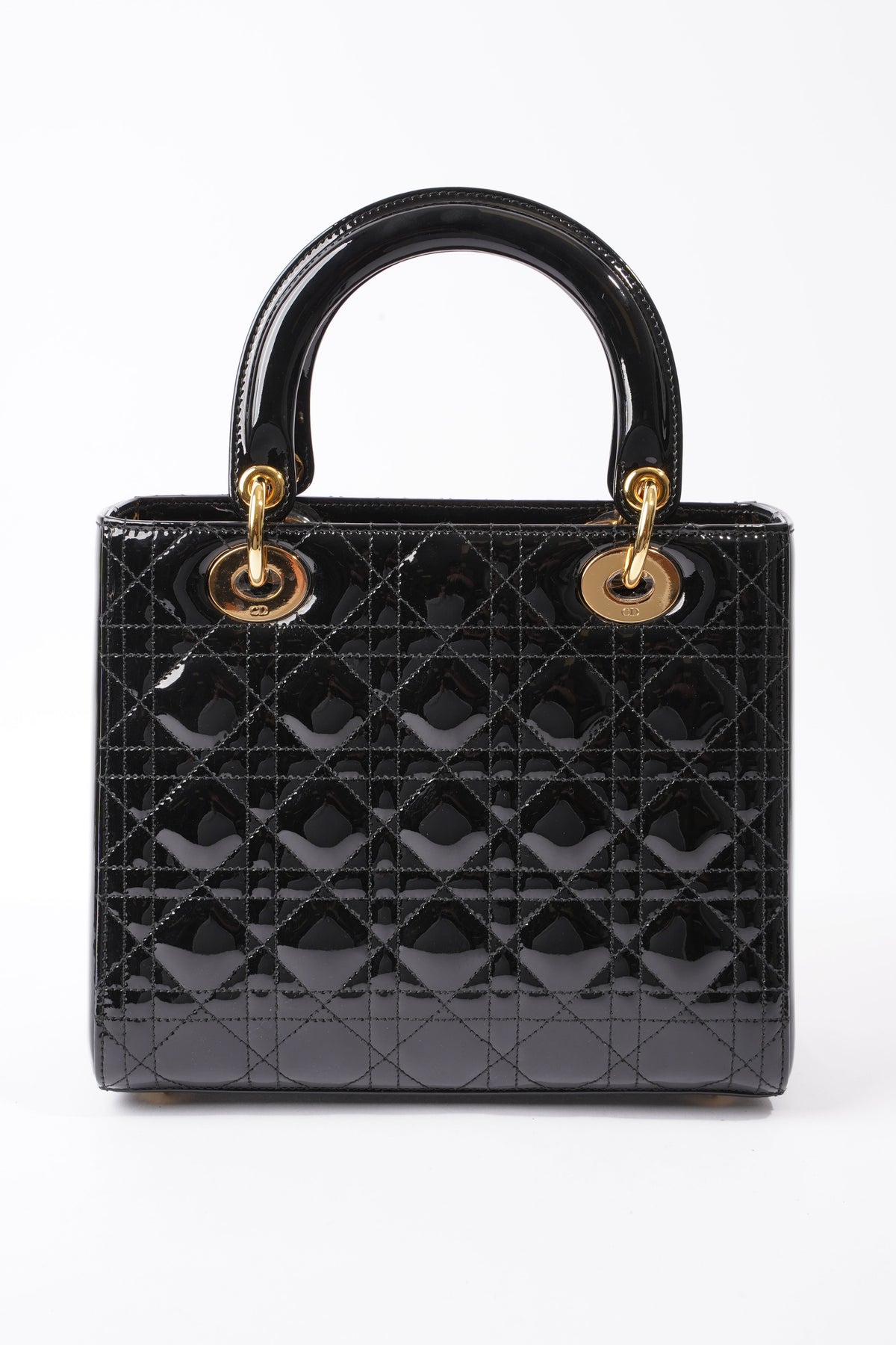 Lady Dior Black Patent Leather Medium