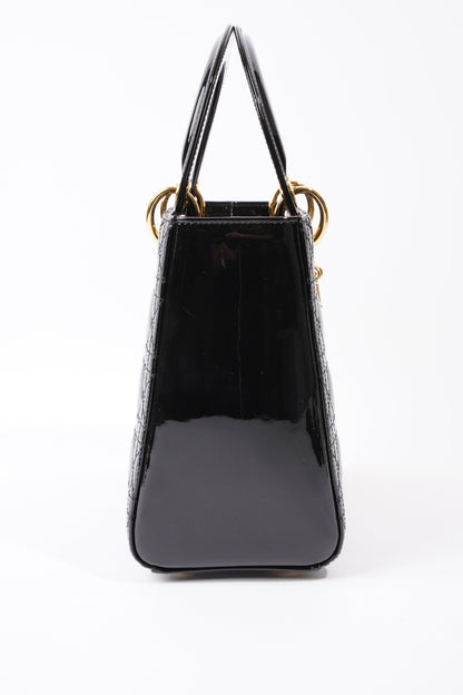 Lady Dior Black Patent Leather Medium