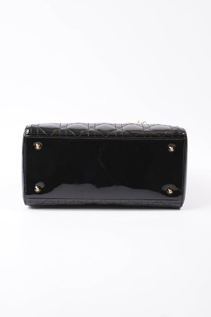 Lady Dior Black Patent Leather Medium