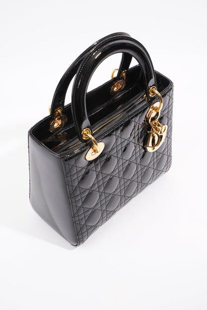 Lady Dior Black Patent Leather Medium