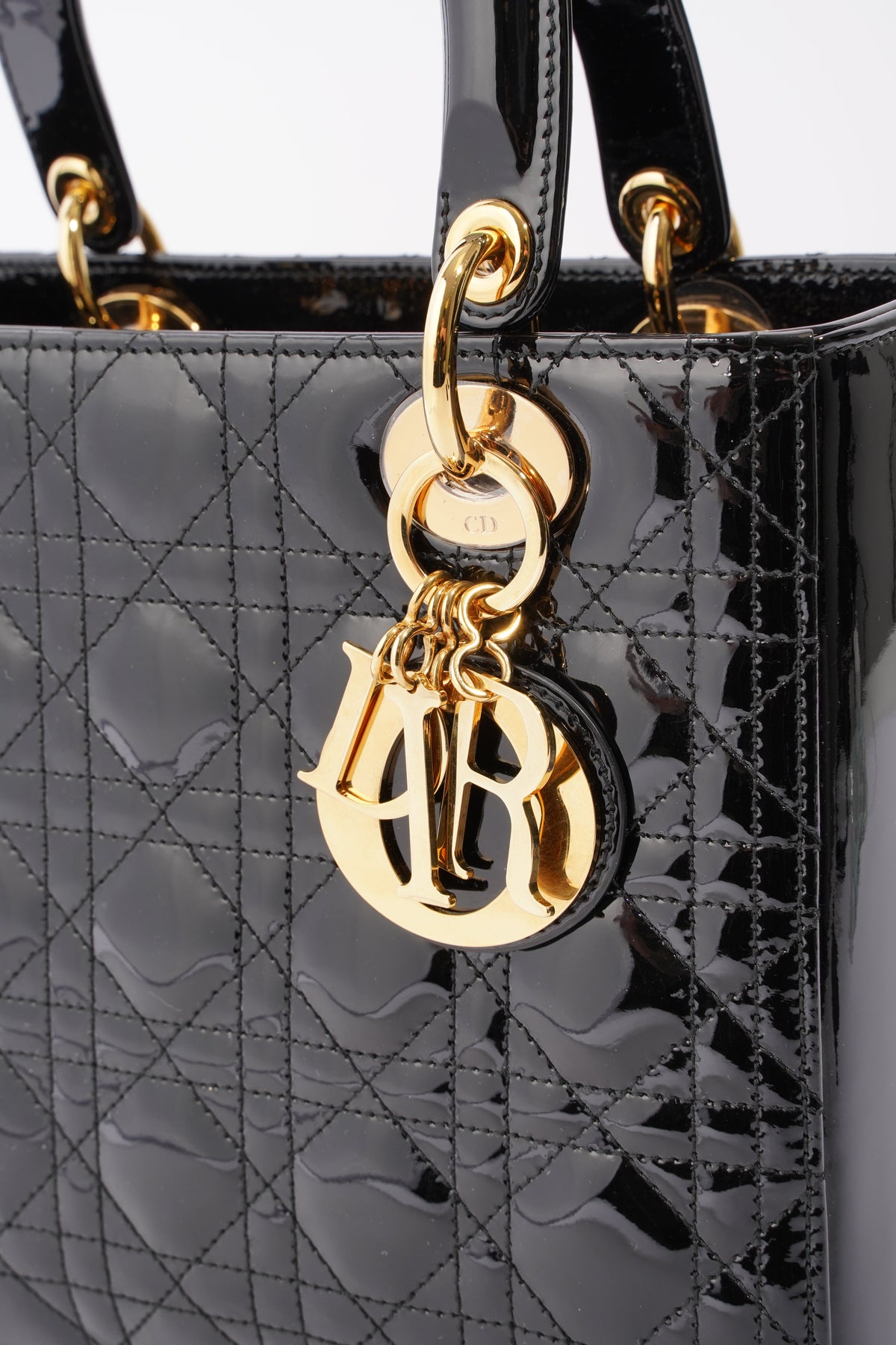 Lady Dior Black Patent Leather Medium