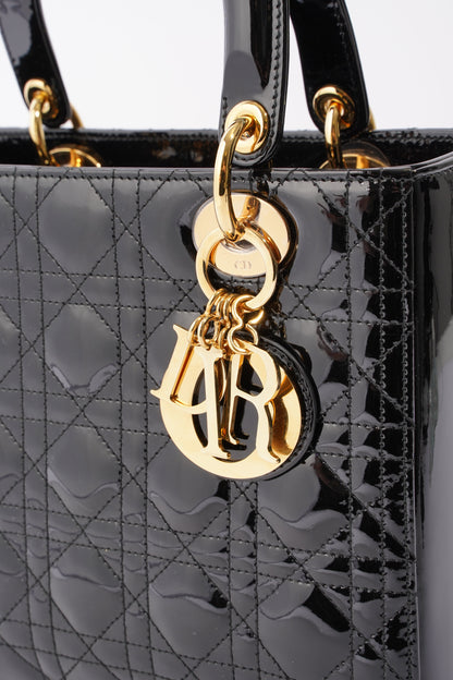 Lady Dior Black Patent Leather Medium