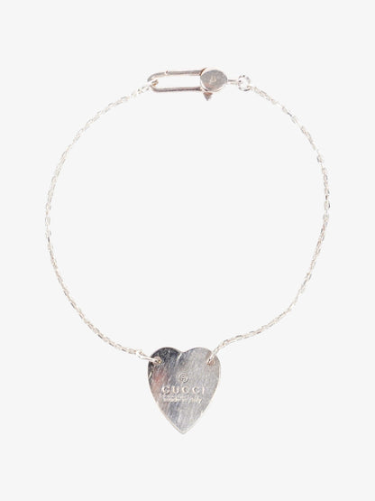 Gucci Trademark Heart Tag Bracelet Silver Silver Sterling 17cm