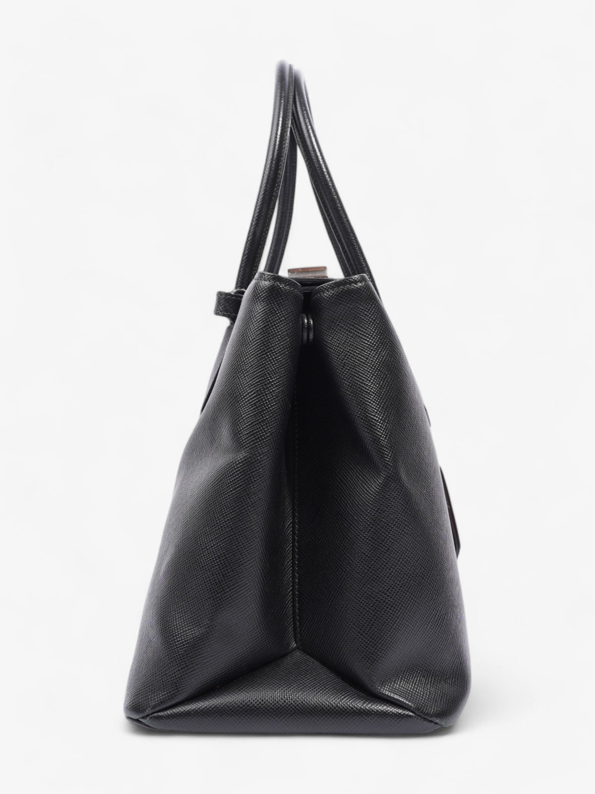 Prada Turnlock Twin Tote Black Saffiano Leather