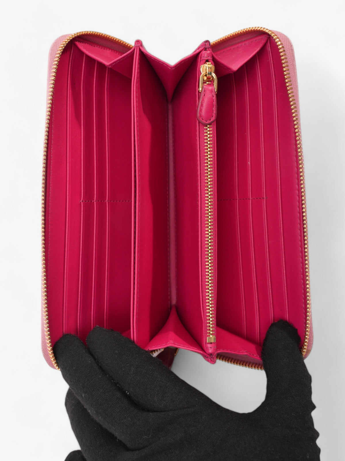 Prada Continental Wallet Pink Saffiano Leather