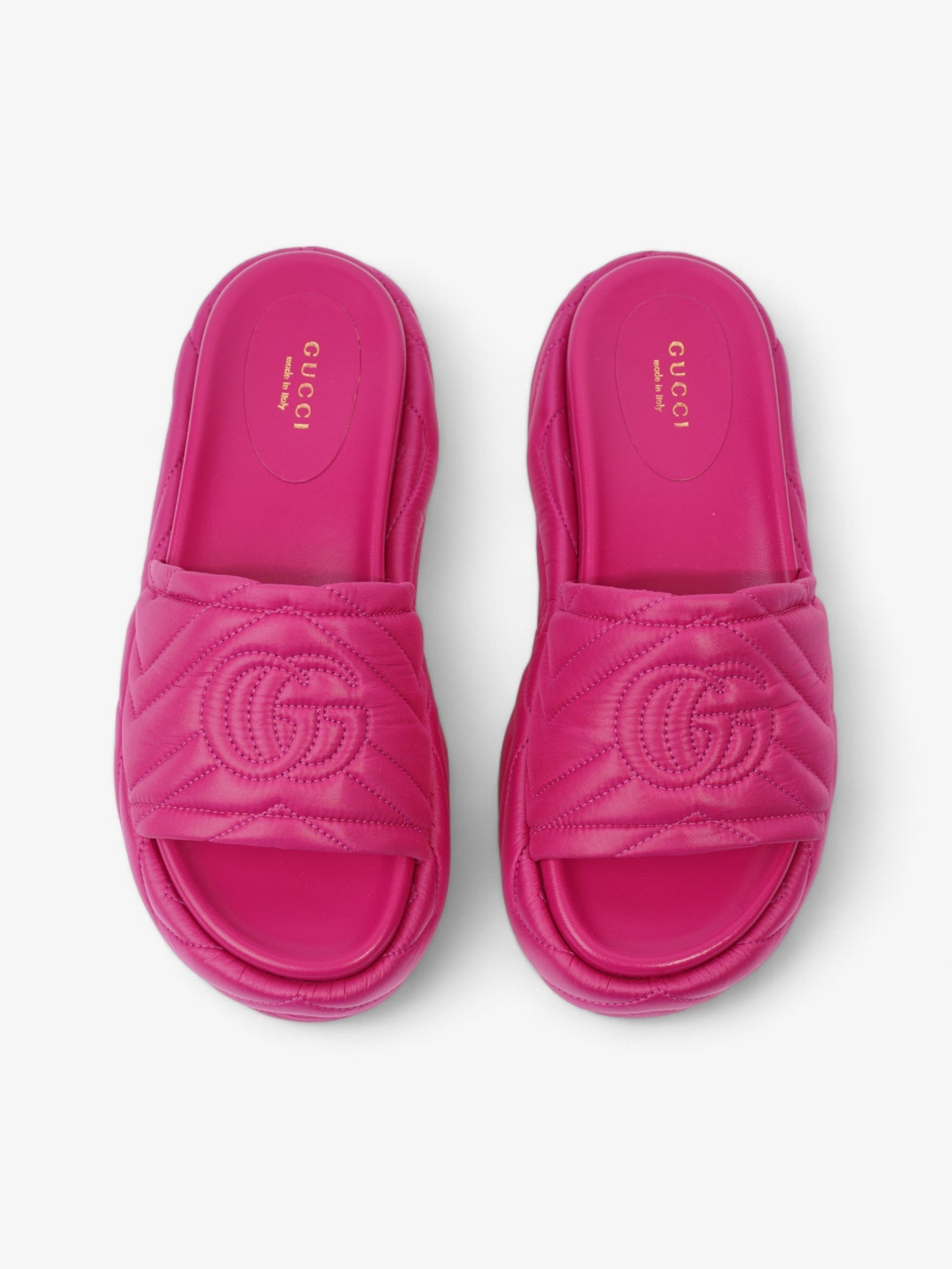Gucci Angelina Platform Slides Pink Nylon EU 37 UK 4