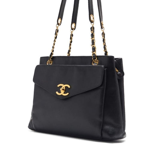 CHANEL CHANEL OUTSIDE FLAP Double Chain Shoulder  Black  Tote Bag  Start Bag Lady Bag Hybrid ? Delivery? Himalan Online