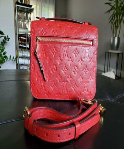 Louis Vuitton Pochette Metis Monogram Empreinte Leather Cerise/Blue