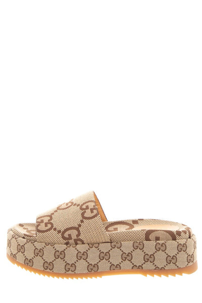 Gucci Monogram GG Logo Canvas Platforms SZ 38