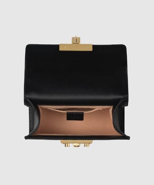 Gucci Padlock Small GG Bees Shoulder Bag Beige Ebony