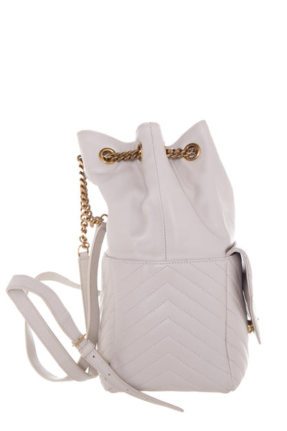 YSL Blanc Chevron Quilted Backpack Handbag