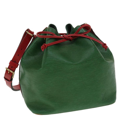 LOUIS VUITTON Epi Petit Noe Bicolor Shoulder Bag Green Red M44147 LV Auth ai476