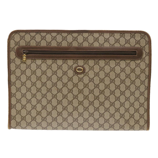GUCCI GG Canvas Clutch Bag PVC Leather Beige 89.20.004  am4697
