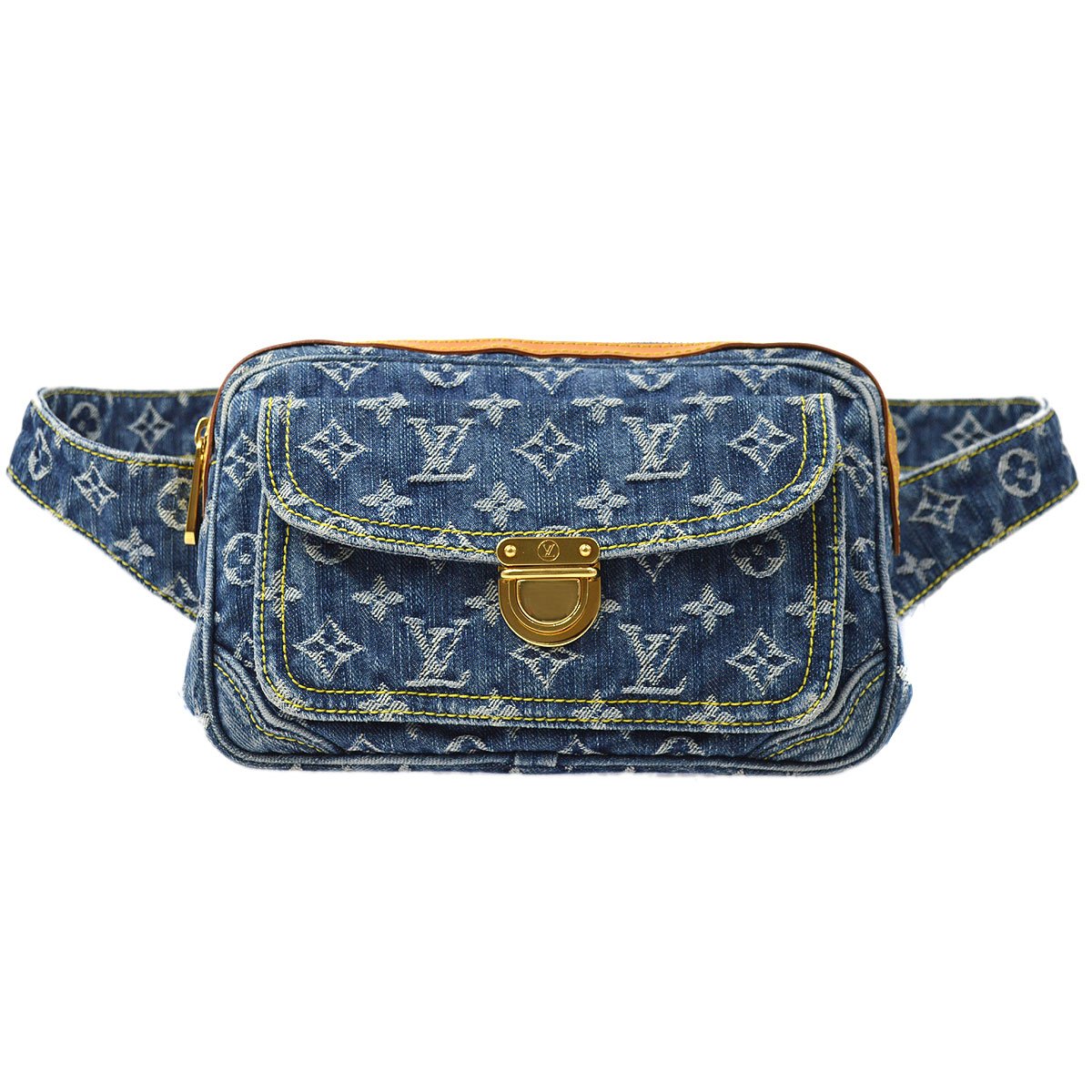 LOUIS VUITTON★ BUM BAG WAIST POUCH INDIGO MONOGRAM DENIM M95347 ao32927