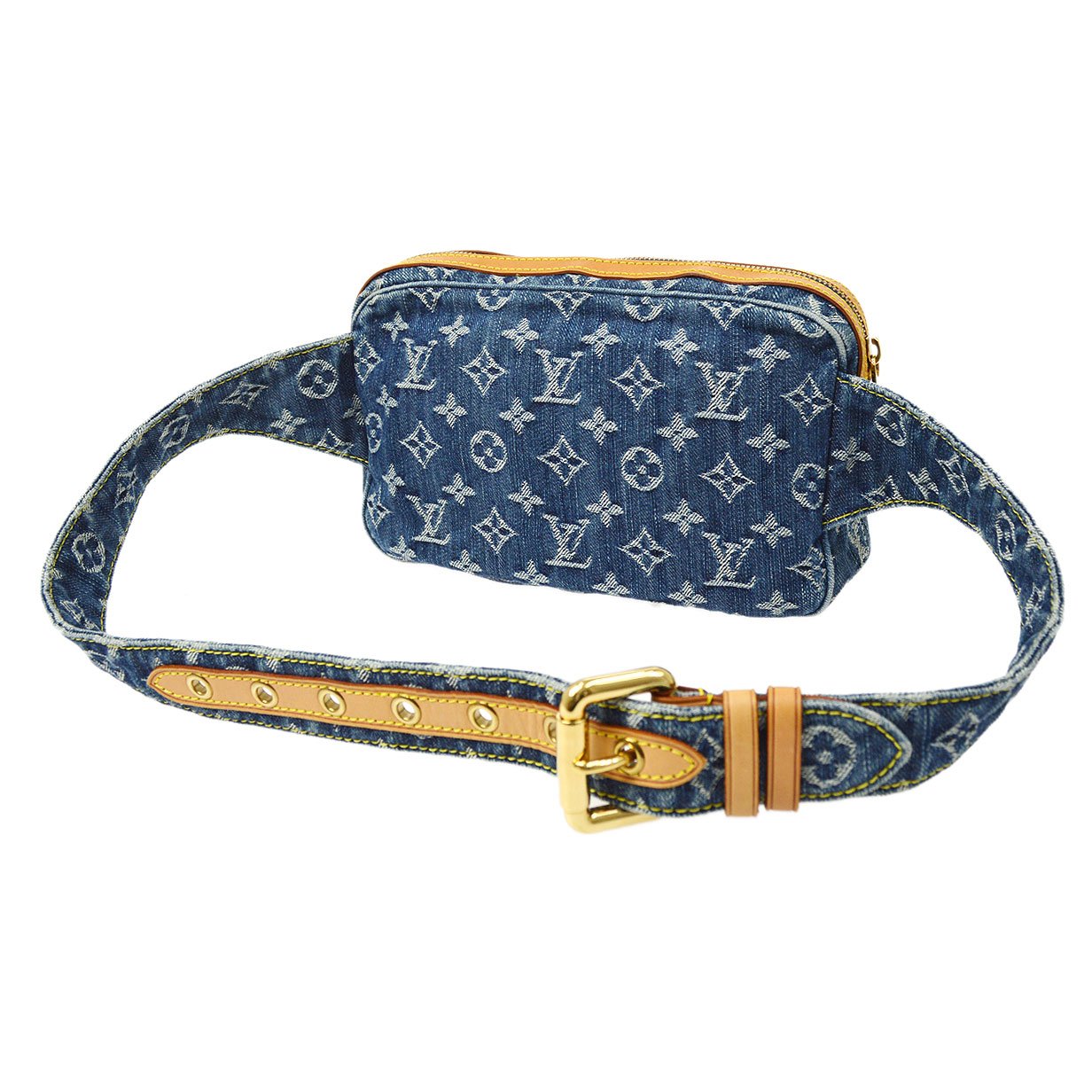 LOUIS VUITTON★ BUM BAG WAIST POUCH INDIGO MONOGRAM DENIM M95347 ao32927
