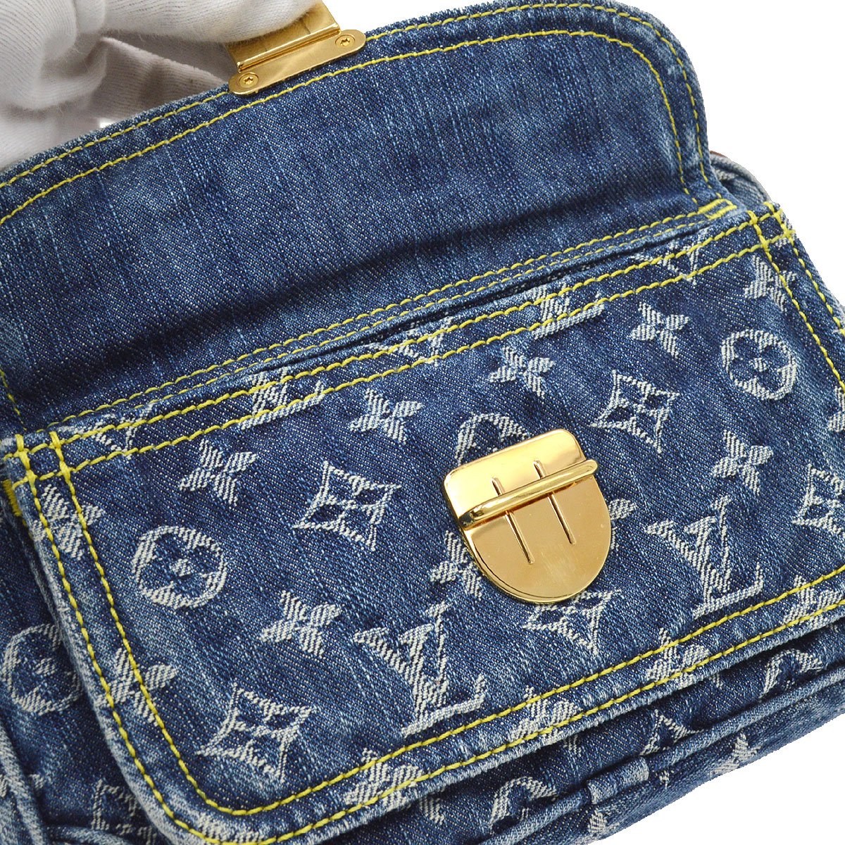 LOUIS VUITTON★ BUM BAG WAIST POUCH INDIGO MONOGRAM DENIM M95347 ao32927