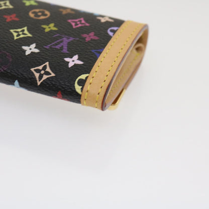 LOUIS VUITTON Multicolor Porte Monnaie Plat Coin Purse Black M92656 Auth ar6950