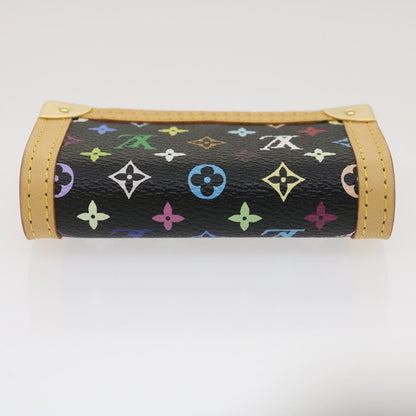 LOUIS VUITTON Multicolor Porte Monnaie Plat Coin Purse Black M92656 Auth ar6950