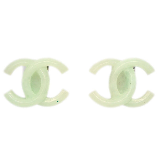Chanel Cc Earrings Clip-On Light Green