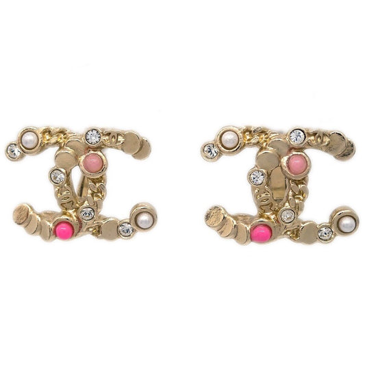 Chanel Cc Earrings Clip-On Rhinestone