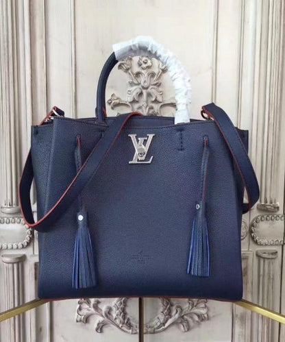 Louis Vuitton Lockmeto Handbag Luxury Leather Marine Rouge