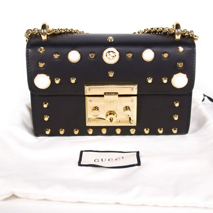 Gucci Padlock Studded Leather Shoulder Bag