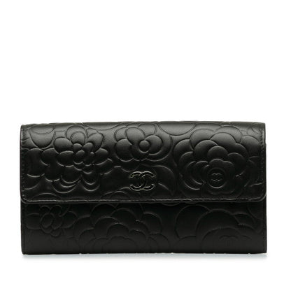 CHANEL CAMERIA COCOMARK Long Wallet Black   CHANEL