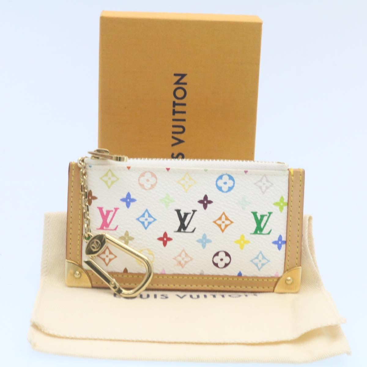 LOUIS VUITTON Monogram Multicolor Pochette Cles Coin Purse White M92655 am443b