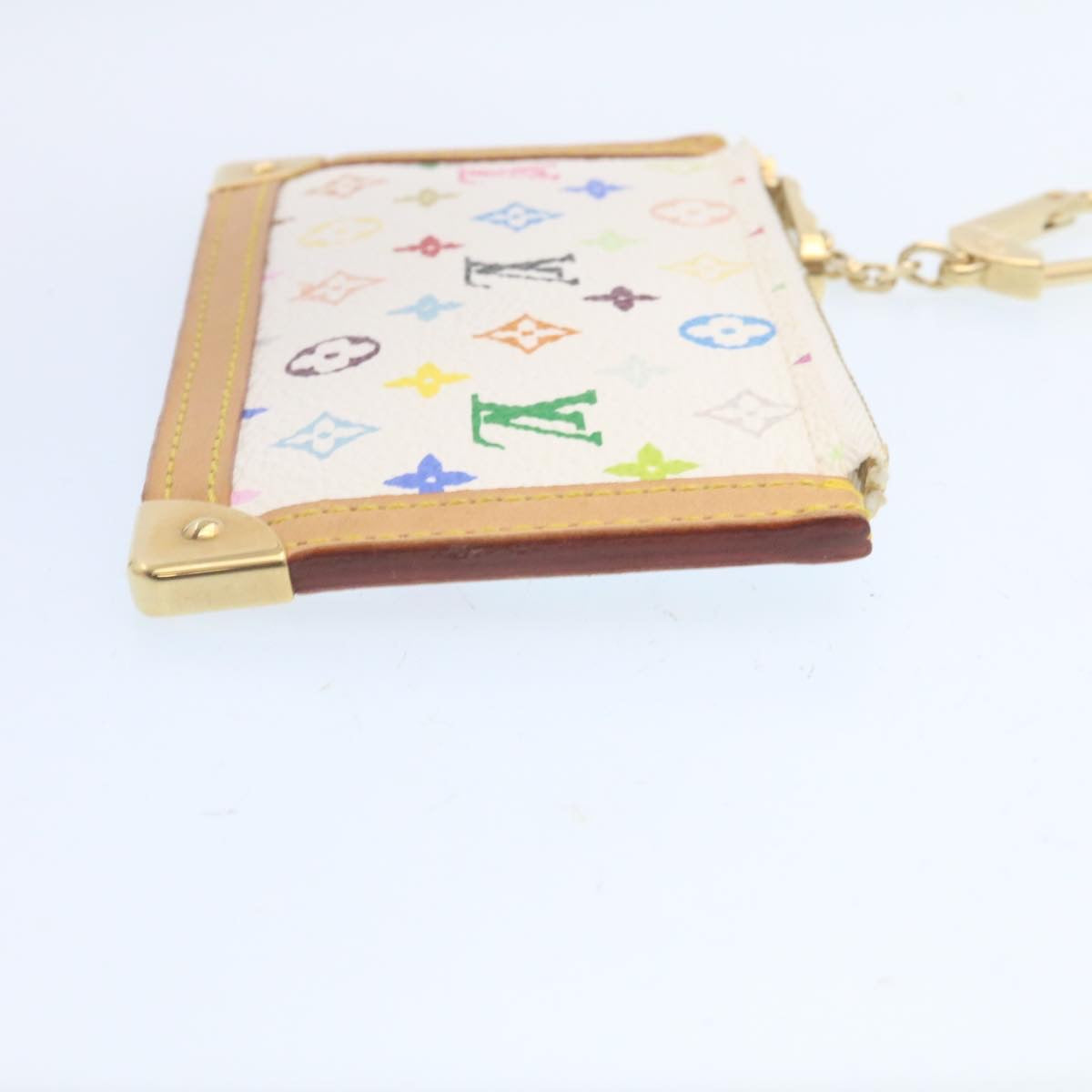 LOUIS VUITTON Monogram Multicolor Pochette Cles Coin Purse White M92655 am443b