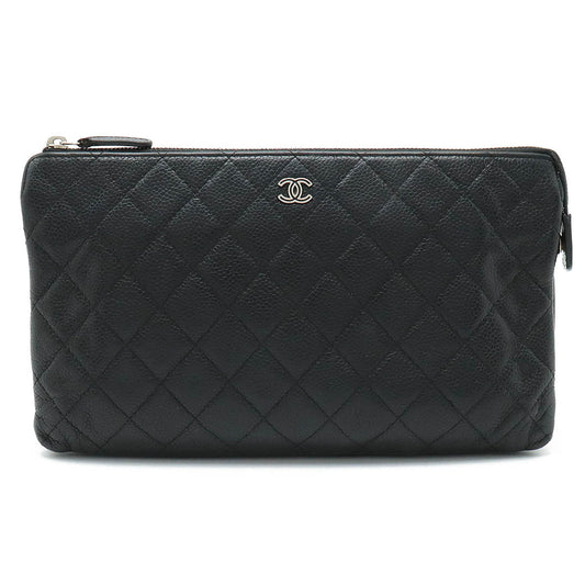 Chanel Chanel Cocomark Mattress Cracksack Second Bag Multiport Caviar S Leather Black Black Blumin