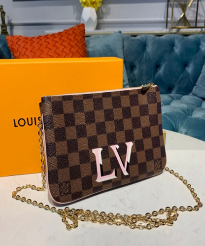 Louis Vuitton Double Zip Pochette Damier Ebene Louis Vuitton Print