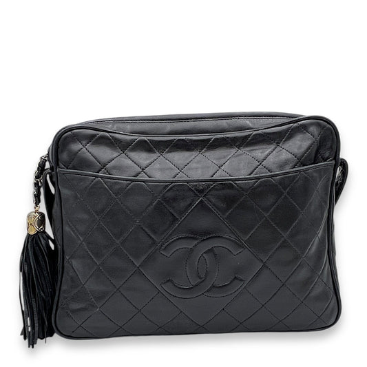 Chanel Camera Black Shoulder Bag in Lambskin, Gold hardware C2411-002465AN