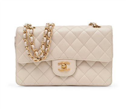 Chanel Flap Medium Caviar Leather Gold Shoulder Bag