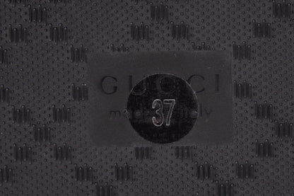 Gucci Black Leather Monogram Slides SZ 37
