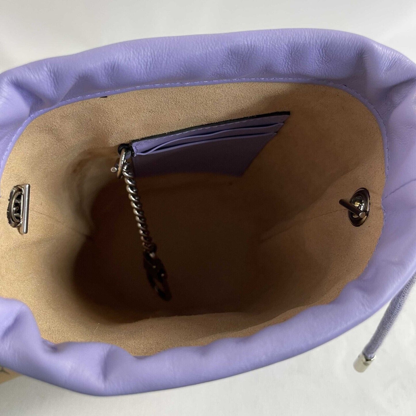 GUCCI GG Marmont Bucket Crossbody Bag Matelasse Mini Purple