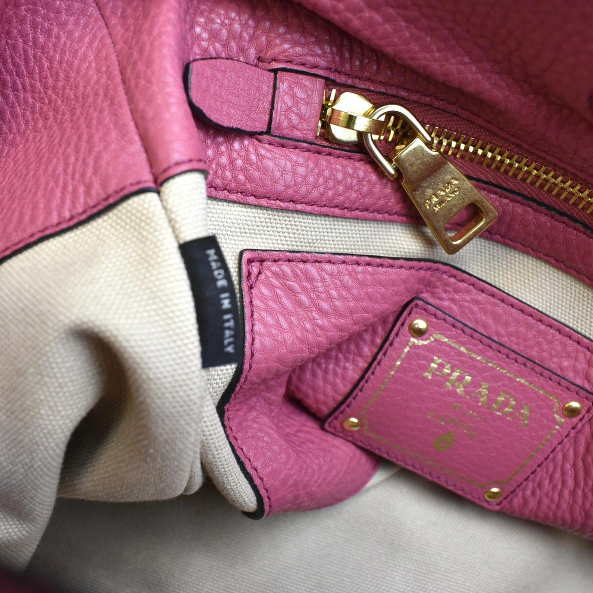 PRADA Vitello Daino Leather Shopper Tote Bag Pink