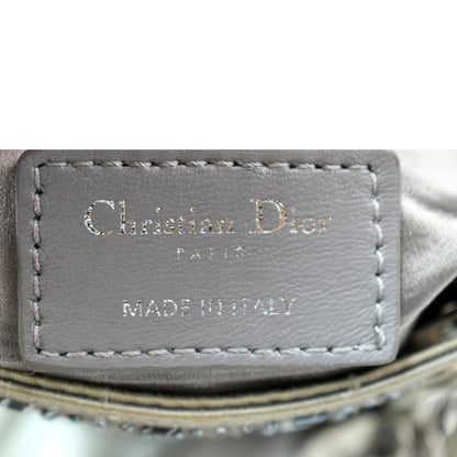 CHRISTIAN DIOR Mini Lady Dior Crystal Embellished Satin Shoulder Bag Gray
