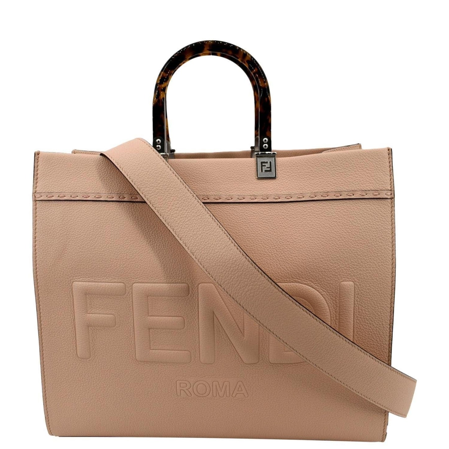 FENDI Sunshine Medium Full Grain Shopper Tote Beige