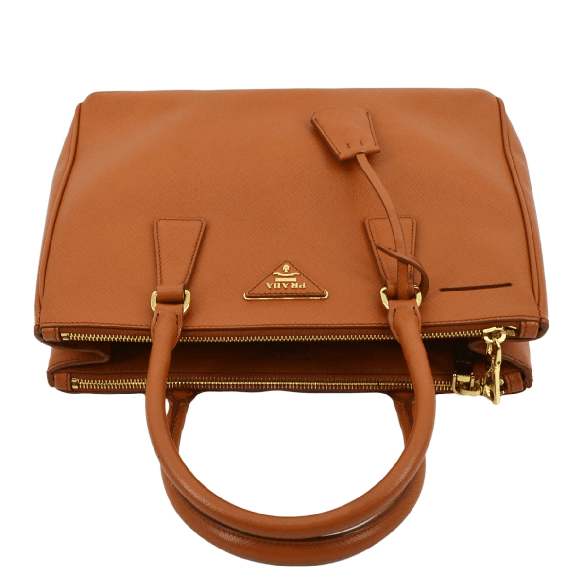 PRADA Galleria Double-Zip Saffiano Leather Tote Bag Orange