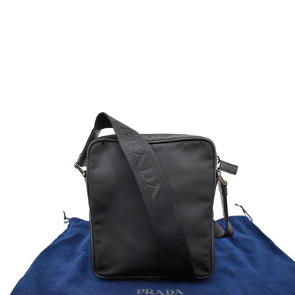 PRADA Re-Nylon Saffiano Leather Crossbody Bag Black