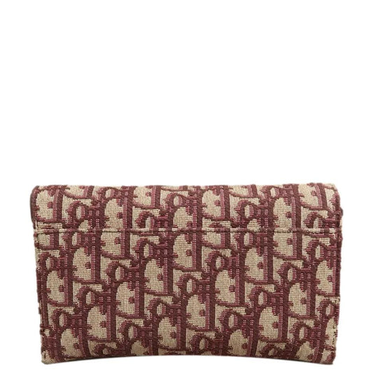 CHRISTIAN DIOR Saddle Oblique Crossbody Bag Burgundy